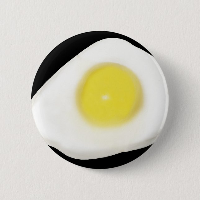Badge Rond 5 Cm Oeuf au plat sur le noir (Devant)