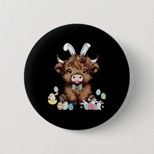 Badge Rond 5 Cm Œufs de Pâques de vache écossaise drôles Jour de P