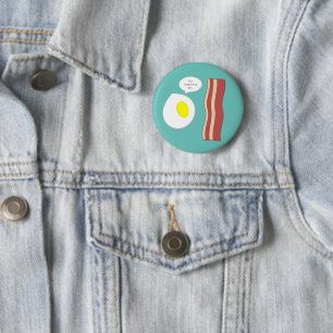 Badge Rond 5 Cm Oeufs et bouton de lard