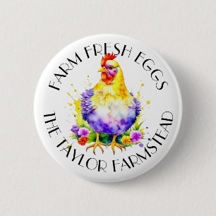 Badge Rond 5 Cm Oeufs frais de ferme   Personnalisé
