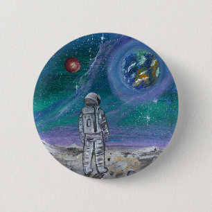 Badge Rond 5 Cm Œuvre d'art faite main - Vue de la Terre