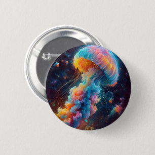 Badge Rond 5 Cm Oeuvre de méduse cosmique