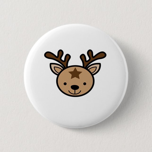 Badge Rond 5 Cm Oh Cute Deer Minimal Design  (Devant)