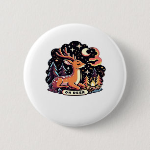 Badge Rond 5 Cm Oh Deer Contemporain Vibe Graphique