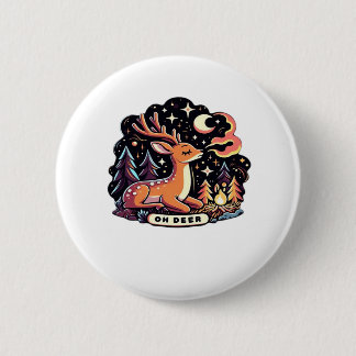 Badge Rond 5 Cm Oh Deer Contemporain Vibe Graphique