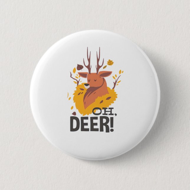 Badge Rond 5 Cm Oh Deer Contemporary Minimal Look  (Devant)