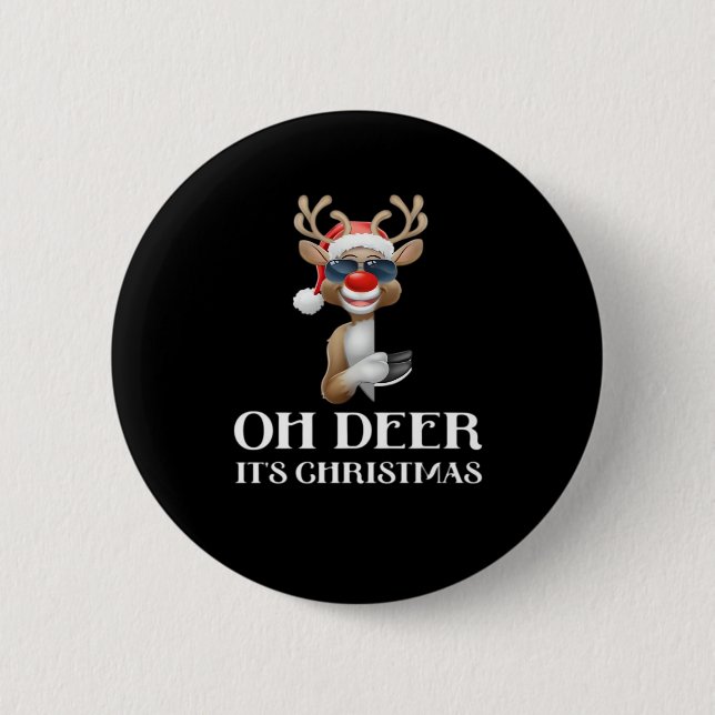Badge Rond 5 Cm Oh Deer Its Christmas Reindeer Style  (Devant)