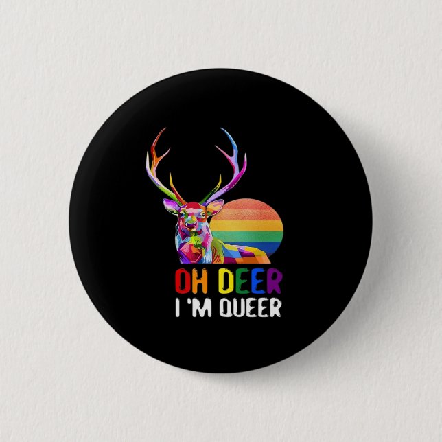 Badge Rond 5 Cm Oh Deer Queer Minimal Modern Style  (Devant)