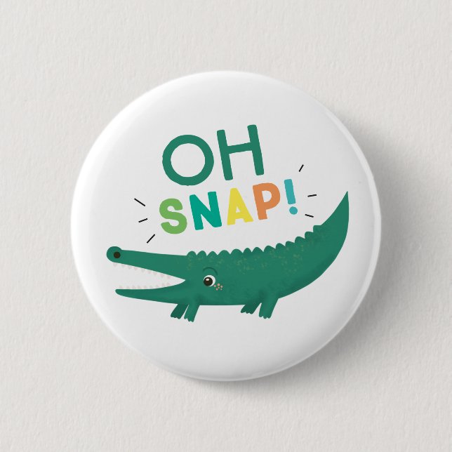 Badge Rond 5 Cm Oh Snap Alligator Crocodile fête d'anniversaire Bo (Devant)