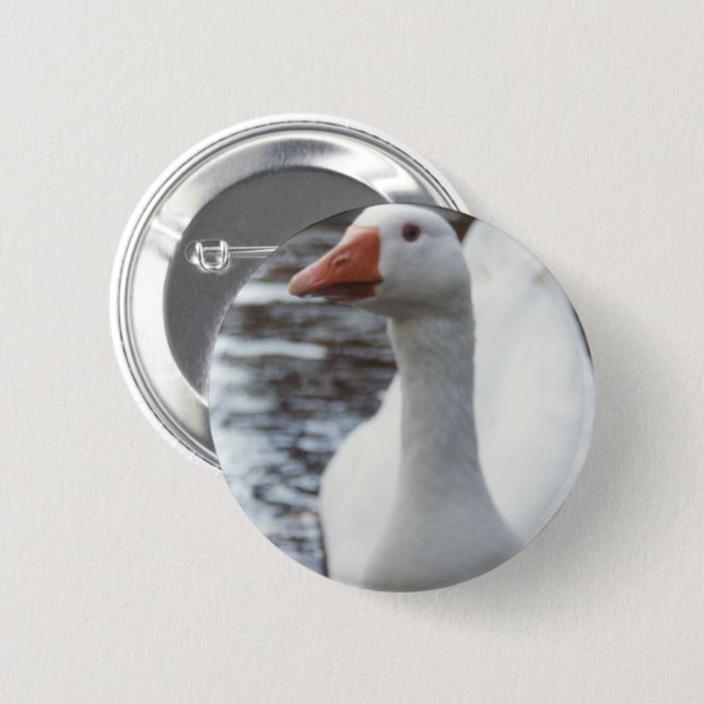 Badge Rond 5 Cm Oie blanche (Devant & derrière)