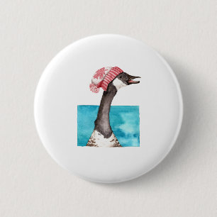 Badge Rond 5 Cm Oie du Canada dans une Toque