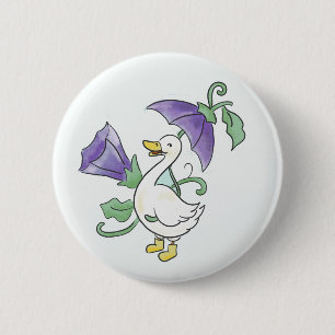 Badge Rond 5 Cm Oie heureuse en bottes de pluie !