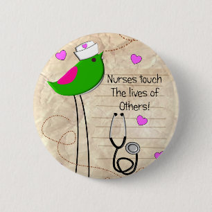 Badge Rond 5 Cm Oiseau Artsy d'infirmière