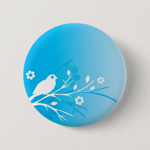 Badge Rond 5 Cm Oiseau bleu