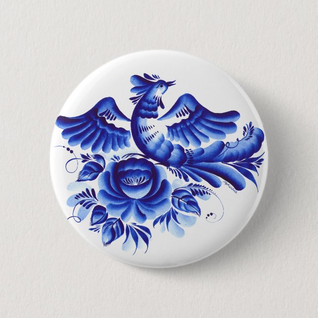 Badge Rond 5 Cm Oiseau bleu (Devant)