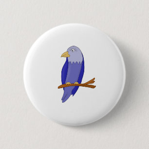 Badge Rond 5 Cm Oiseau bleu sur une branche