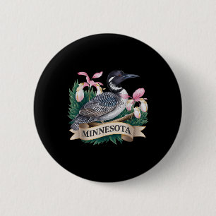 Badge Rond 5 Cm Oiseau De Loon Commun Du Minnesota Et Chaussons De
