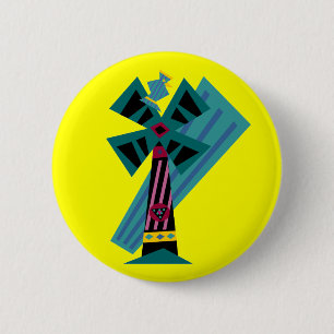 Badge Rond 5 Cm Oiseau post-moderne de paume sans l'arrière - plan