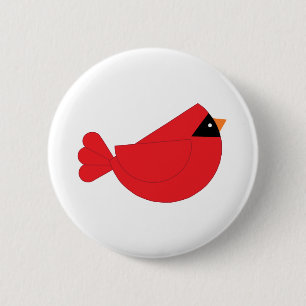 Badge Rond 5 Cm Oiseau rouge de cardinal de Noël