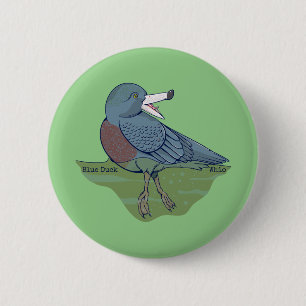 Badge Rond 5 Cm OISEAU Whio Blue Duck NZ