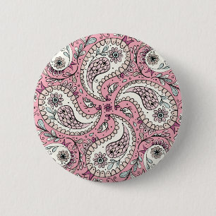 Badge Rond 5 Cm Oiseaux de marguerite en rose bébé