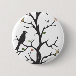 Badge Rond 5 Cm Oiseaux de Supergirl dans l'arbre