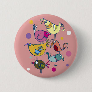 Badge Rond 5 Cm Oiseaux drôles