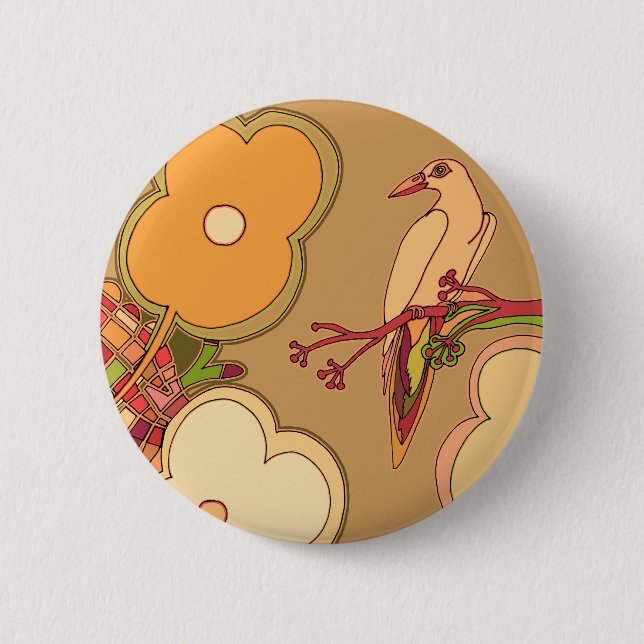 Badge Rond 5 Cm Oiseaux lunaires (Devant)