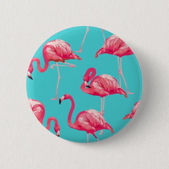 Badge Rond 5 Cm Oiseaux roses de flamant sur l'arrière - plan de (Devant)