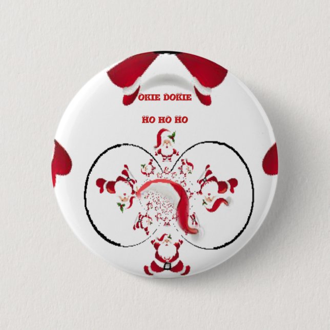Badge Rond 5 Cm Okie Dokie Hohoho Père Noël heureux Noël Fun (Devant)