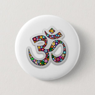 Badge Rond 5 Cm Om Ohm Aum Namaste Yoga Symbol