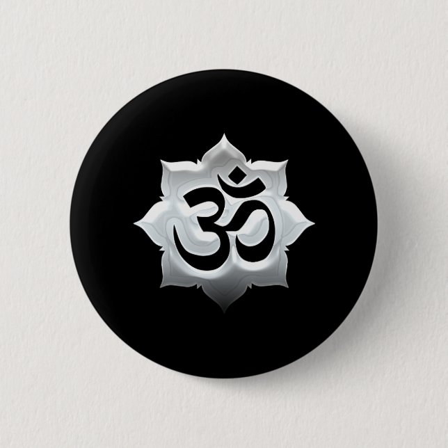 Badge Rond 5 Cm OM Symbole Lotus Spiritualité Yoga Crest (Devant)