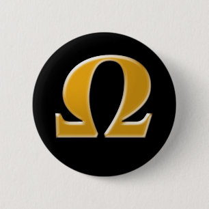 Badge Rond 5 Cm Oméga grecque d'or - Symbole de la résistance