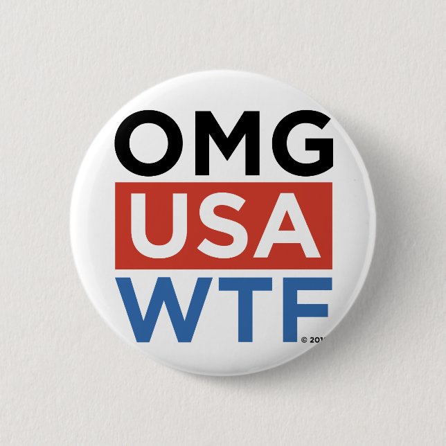 BADGE ROND 5 CM OMG ETATS-UNIS WTF (Devant)