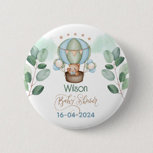 Badge Rond 5 Cm on peut attendre baby shower bear