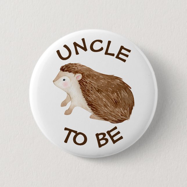 Badge Rond 5 Cm Oncle à être Bois Animaux Bouton Baby shower (Devant)