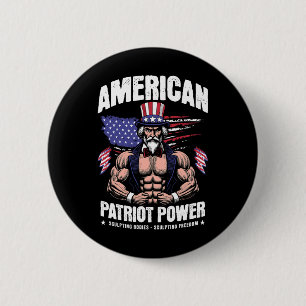 Badge Rond 5 Cm Oncle américain Sam Bodybuilding - Pour le patriot