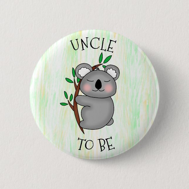 Badge Rond 5 Cm Oncle | Baby shower à thème Koala (Devant)
