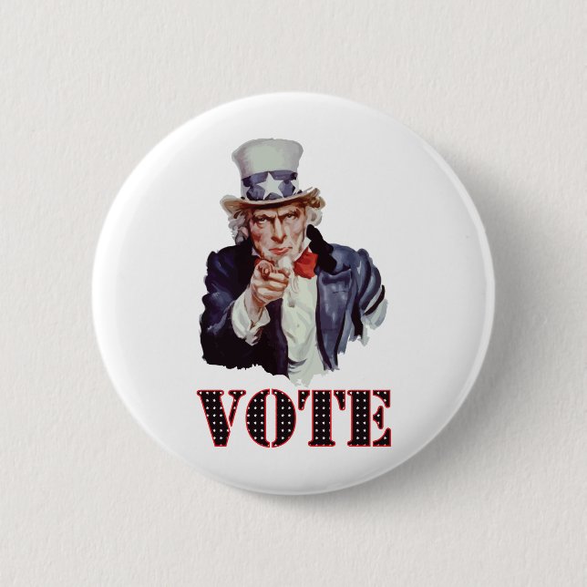 Badge Rond 5 Cm Oncle Sam---Vote (Devant)