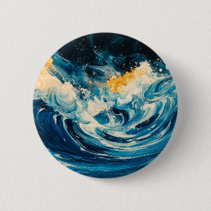 Badge Rond 5 Cm Ondes Abstraites