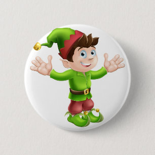 Badge Rond 5 Cm Ondulation d'elfe de Noël