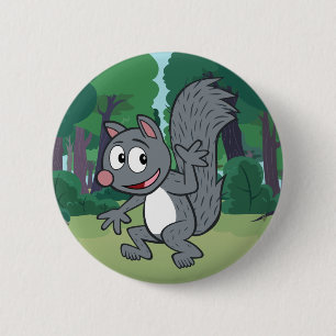 Badge Rond 5 Cm Ondulation grise d'écureuil de Rick   de garde
