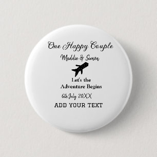 Badge Rond 5 Cm One happy Couple, l'aventure commence co mariage