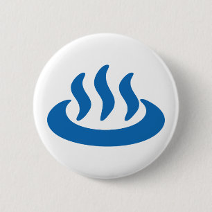 Badge Rond 5 Cm Onsen ♨ Hot Spring 温泉 Japanese Sign