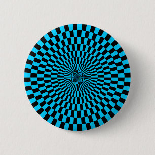 Badge Rond 5 Cm Op Art - Ciel bleu et noir