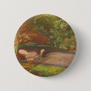 Badge Rond 5 Cm Ophélie de Millais, Art Victorien Vintage