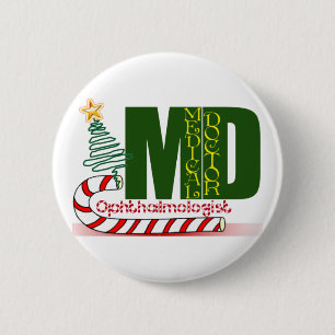 BADGE ROND 5 CM OPHTALMOLOGUE DE NOËL