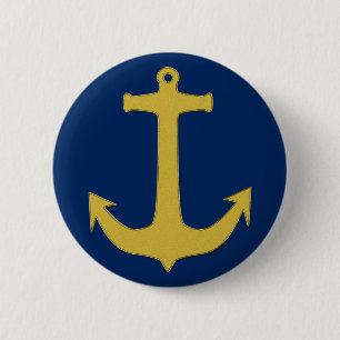 Badge Rond 5 Cm or Ancre + votre arrière - plan & idées