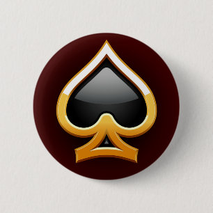 BADGE ROND 5 CM OR ET PELLE NOIRE