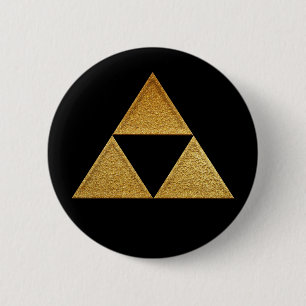 Badge Rond 5 Cm Or Hojo Mitsu Uroko Kamon